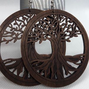 Tree of Life Wooden Earrings